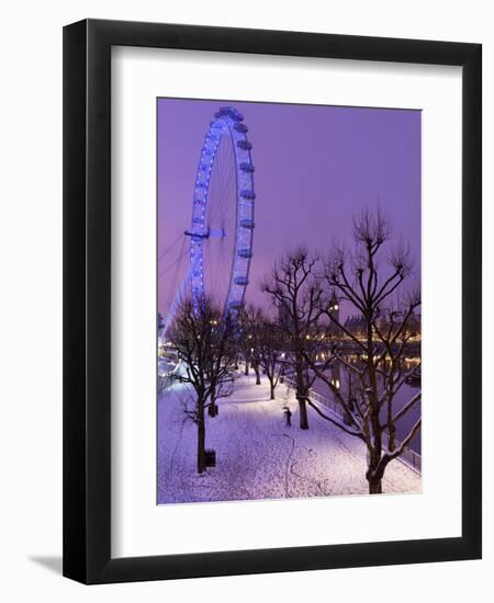 Houses of Parliament and London Eye in Winter, London, England, United Kingdom, Europe-Stuart Black-Framed Photographic Print