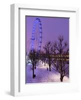 Houses of Parliament and London Eye in Winter, London, England, United Kingdom, Europe-Stuart Black-Framed Photographic Print