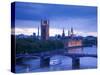 Houses of Parliament and River Thames, London, England, UK-Jon Arnold-Stretched Canvas