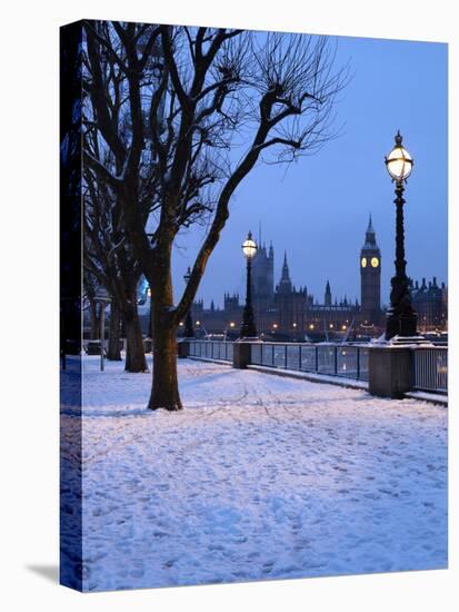 Houses of Parliament and South Bank in Winter, London, England, United Kingdom, Europe-Stuart Black-Stretched Canvas