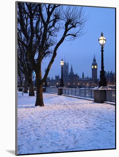 Houses of Parliament and South Bank in Winter, London, England, United Kingdom, Europe-Stuart Black-Mounted Photographic Print