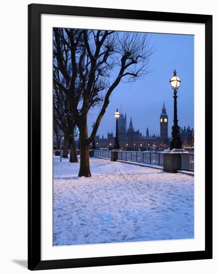 Houses of Parliament and South Bank in Winter, London, England, United Kingdom, Europe-Stuart Black-Framed Photographic Print