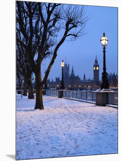 Houses of Parliament and South Bank in Winter, London, England, United Kingdom, Europe-Stuart Black-Mounted Photographic Print