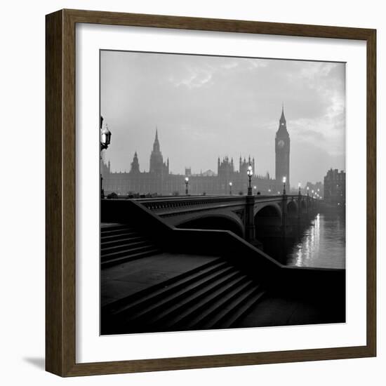 Houses of Parliament as Seen across Westminster Bridge at Dawn-null-Framed Photographic Print