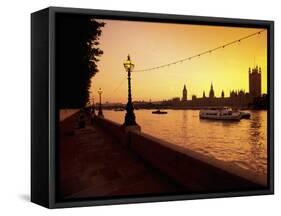 Houses of Parliament, as Seen at Sunset from across the River Thames, London, England-Medioimages/Photodisc-Framed Stretched Canvas