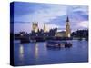 Houses of Parliament at Night, London, England, United Kingdom-Charles Bowman-Stretched Canvas