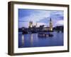 Houses of Parliament at Night, London, England, United Kingdom-Charles Bowman-Framed Photographic Print