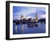 Houses of Parliament at Night, London, England, United Kingdom-Charles Bowman-Framed Photographic Print