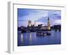 Houses of Parliament at Night, London, England, United Kingdom-Charles Bowman-Framed Photographic Print