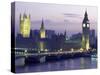 Houses of Parliament at Night, London, England-Walter Bibikow-Stretched Canvas