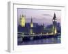 Houses of Parliament at Night, London, England-Walter Bibikow-Framed Photographic Print