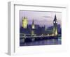 Houses of Parliament at Night, London, England-Walter Bibikow-Framed Photographic Print