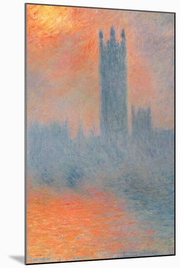 Houses of Parliament, Effect of Sunlight in the Fog-Claude Monet-Mounted Art Print