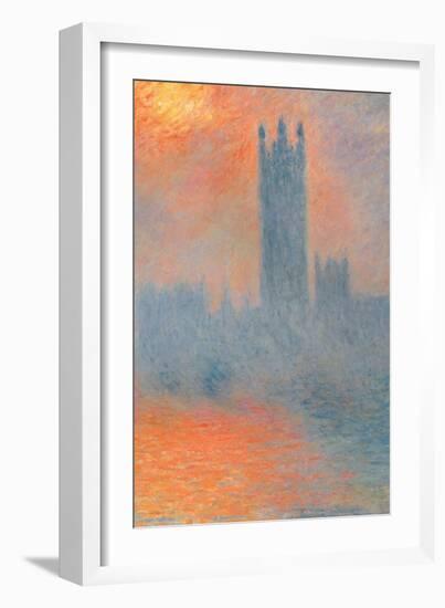 Houses of Parliament, Effect of Sunlight in the Fog-Claude Monet-Framed Art Print