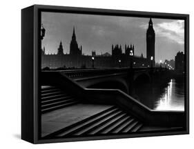Houses of Parliament Seen Across Westminster Bridge at Dawn, Regarding Poet William Wordsworth-Nat Farbman-Framed Stretched Canvas