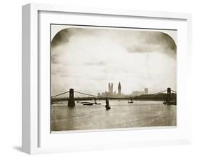 Houses of Parliament under Construction, London, C.1858 (B/W Photo)-Roger Fenton-Framed Giclee Print