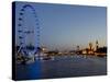 Houses of Parliament, Westminster and London Eye at Dusk, London, England, United Kingdom, Europe-Charles Bowman-Stretched Canvas