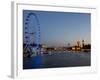 Houses of Parliament, Westminster and London Eye at Dusk, London, England, United Kingdom, Europe-Charles Bowman-Framed Photographic Print