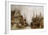 Houses of the Franc Bateliers and Church of St. Nicholas on the Canal at Ghent, 1845-William Callow-Framed Giclee Print