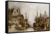 Houses of the Franc Bateliers and Church of St. Nicholas on the Canal at Ghent-William Callow-Framed Stretched Canvas