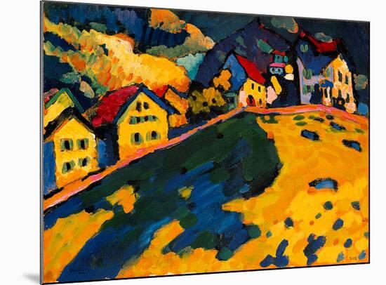 Houses on a Hill, 1909-Wassily Kandinsky-Mounted Giclee Print