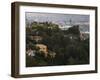 Houses on a Hill at Dawn, Mulholland Drive, Hollywood Hills, Los Angeles County, California, USA-null-Framed Photographic Print