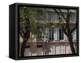 Houses on a Street in Toulouse, Midi Pyrenees, France-null-Framed Stretched Canvas