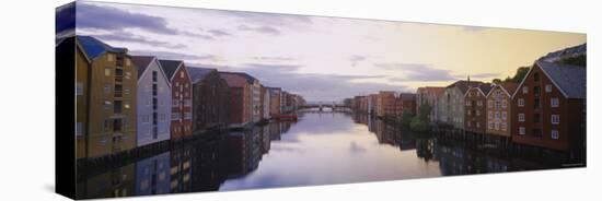 Houses on Both Sides of a River, Trondheim, Sor-Trondelag, Norway-null-Stretched Canvas