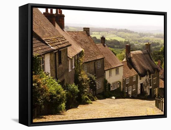 Houses on Gold Hill, Shaftesbury, United Kingdom-Glenn Beanland-Framed Stretched Canvas