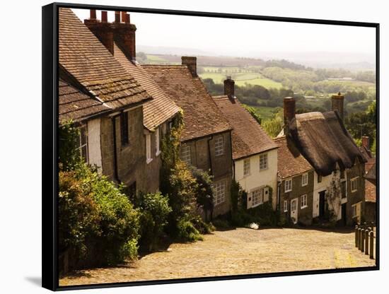 Houses on Gold Hill, Shaftesbury, United Kingdom-Glenn Beanland-Framed Stretched Canvas