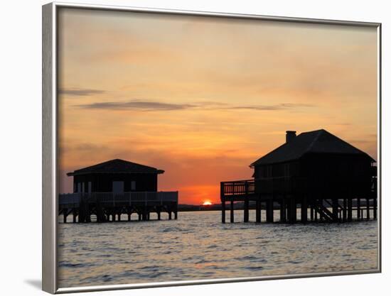 Houses on Stilts at Sunset, Bay of Arcachon, Gironde, Aquitaine, France, Europe-Groenendijk Peter-Framed Photographic Print