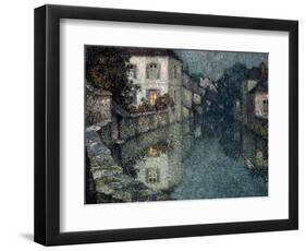 Houses on the Canal, Nemours; Maisons Sur Le Canal, Nemours-Henri Eugene Augustin Le Sidaner-Framed Giclee Print