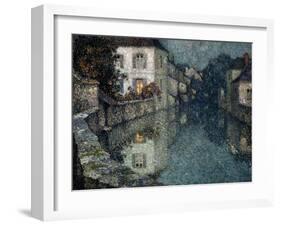 Houses on the Canal, Nemours-Henri Eugene Augustin Le Sidaner-Framed Giclee Print