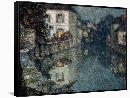Houses on the Canal, Nemours-Henri Eugene Augustin Le Sidaner-Framed Stretched Canvas