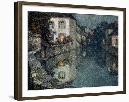 Houses on the Canal, Nemours-Henri Eugene Augustin Le Sidaner-Framed Giclee Print