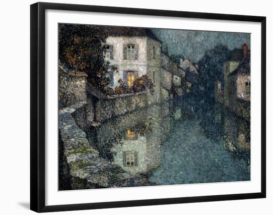 Houses on the Canal, Nemours-Henri Eugene Augustin Le Sidaner-Framed Giclee Print