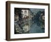 Houses on the Canal, Nemours-Henri Eugene Augustin Le Sidaner-Framed Premium Giclee Print