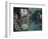 Houses on the Canal, Nemours-Henri Eugene Augustin Le Sidaner-Framed Premium Giclee Print