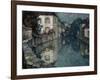 Houses on the Canal, Nemours-Henri Eugene Augustin Le Sidaner-Framed Giclee Print