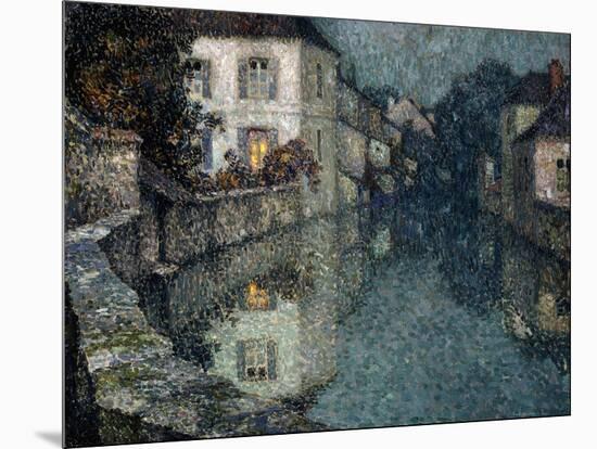Houses on the Canal, Nemours-Henri Eugene Augustin Le Sidaner-Mounted Giclee Print