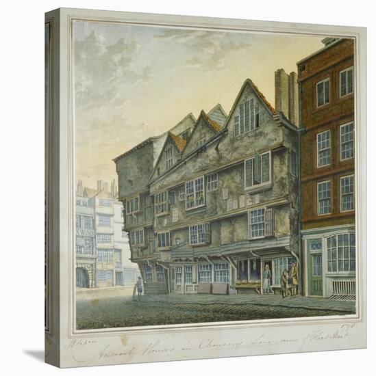 Houses on the Corner of Chancery Lane and Fleet Street, City of London, 1798-William Capon-Stretched Canvas