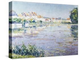 Houses on the Lake in Boitsfort-Paul Mathieu-Stretched Canvas