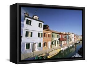 Houses on the Waterfront, Burano, Venice, Veneto, Italy, Europe-Sergio Pitamitz-Framed Stretched Canvas