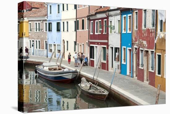 Houses on the waterfront, Burano, Venice, Veneto, Italy.-Nico Tondini-Stretched Canvas