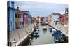 Houses on the waterfront, Burano, Venice, Veneto, Italy.-Nico Tondini-Stretched Canvas