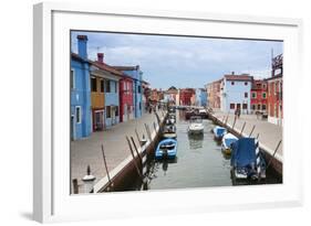 Houses on the waterfront, Burano, Venice, Veneto, Italy.-Nico Tondini-Framed Photographic Print