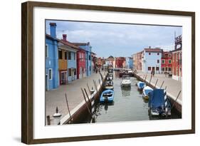 Houses on the waterfront, Burano, Venice, Veneto, Italy.-Nico Tondini-Framed Photographic Print