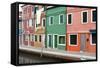 Houses on the waterfront, Burano, Venice, Veneto, Italy.-Nico Tondini-Framed Stretched Canvas