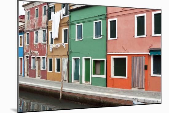 Houses on the waterfront, Burano, Venice, Veneto, Italy.-Nico Tondini-Mounted Photographic Print