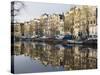 Houses Reflecting in the Singel Canal, Amsterdam, Netherlands, Europe-Amanda Hall-Stretched Canvas